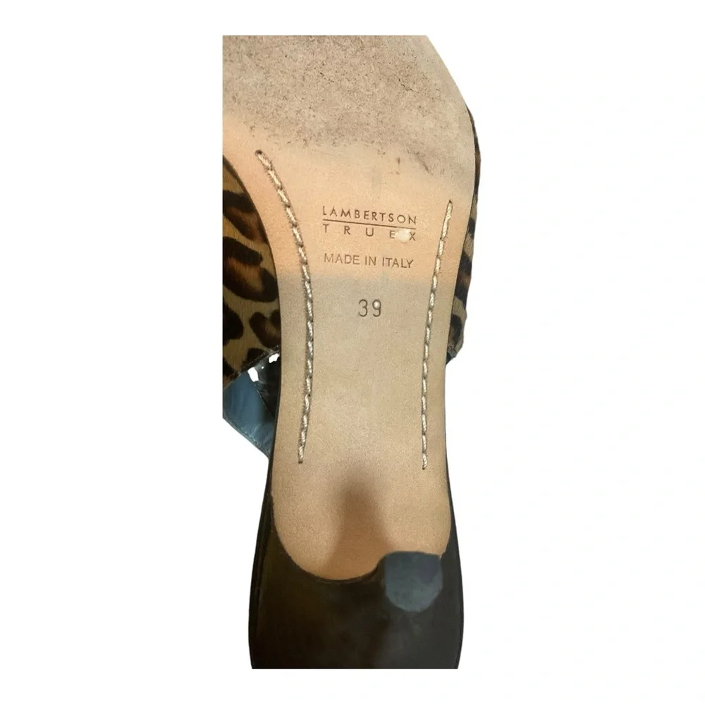 Lambertson Truex Women’s Size 39 Pony Hair Animal Print Slingback Pumps Sandals - Picture 13 of 16